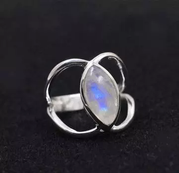 Дизайнерское кольцо ручной работы с лунным камнем, стерлинговое серебро 925 пробы, подарок для нее, обручальное кольцо, серебряное кольцо 6