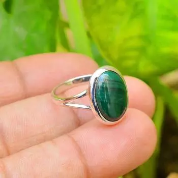 Дизайнерское кольцо ручной работы с малахитовым овальным драгоценным камнем, кольцо ручной работы, серебро 925 пробы, кольца для женщин, подарок на день рождения 6