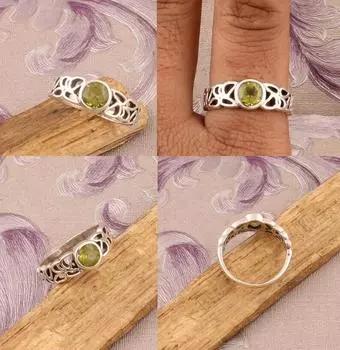 Дизайнерское кольцо ручной работы с перидотом, Заявление, Женское кольцо, Кольцо в стиле бохо, Кольцо с камнем, подарок на годовщину, Серебряные украшения с подвесками 6