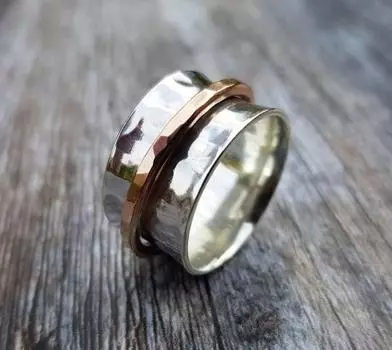 Дизайнерское кольцо ручной работы Spinner Band, серебряное кольцо 925 пробы, кольцо для беспокойства, серебряное кольцо, подарок на годовщину дня рождения 6