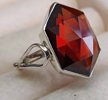 Дизайнерское кольцо с гранатом, серебро 925 пробы, кольцо с драгоценным камнем, украшения ручной работы, подарок для нее в стиле бохо, кольцо с камнем 4.5
