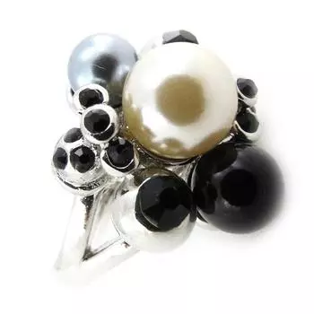 Дизайнерское кольцо Сисси белое серое черное