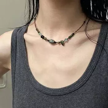 Дизайнерское кольцо в стиле ретро, винтажный браслет из натурального камня, новый китайский стиль, колье, нефритовый браслет, женские ювелирные аксессуары