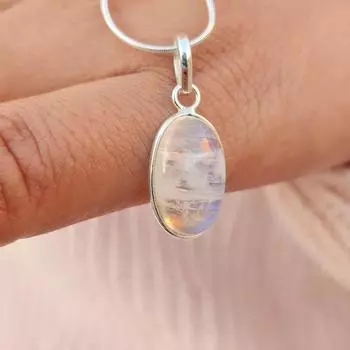 Дизайнерское ожерелье из стерлингового серебра 925 пробы с лунным камнем и драгоценным камнем овальной огранки 7-9 белый