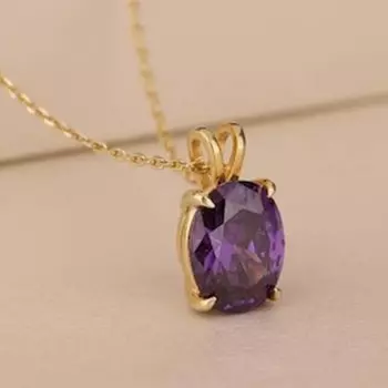 Дизайнерское ожерелье из желтого золота ручной работы с аметистом, серебро 925 пробы, дизайнерское ожерелье, подарок на годовщину, свадебный подарок 18 Inch