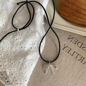 Дизайнерское ожерелье с бантом и завязками на шею, женское, милое, нежное, модное, индивидуальное, универсальное, на шею, на ключицу