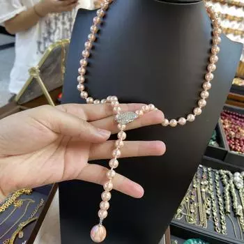 Дизайнерское ожерелье с каплями воды Sense Shijia Pearl, женская осенне-зимняя легкая роскошная высококачественная цепочка для свитера, модная цепочка в виде листа на ключице