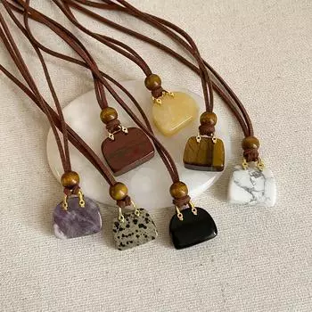 Дизайнерское ожерелье с подвеской из натурального камня «Тигровый глаз», женская осенне-зимняя мода, универсальная цепочка на шею, цепочка на свитер