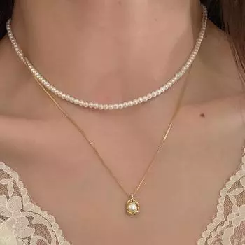 Дизайнерское ожерелье с подвеской из жемчуга, двойное, женское, ретро, легкое, роскошное, элегантное, высококачественное, универсальное, цепочка на шею, цепочка на ключицу