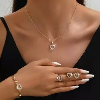 Дизайнерское ожерелье, серьги, браслет, кольцо, индивидуальный простой стиль, комплект ювелирных изделий Love