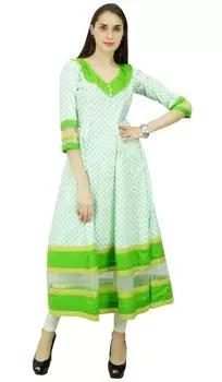 Дизайнерское платье Phagun с принтом пейсли из хлопка Kurta Anarkali в этническом стиле Kurti 10