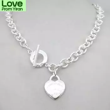 Дизайнерское женское серебряное ожерелье в стиле Tf с подвеской на цепочке из стерлингового серебра S925 пробы с подвеской в виде сердечка и яйца любви 50cm красный