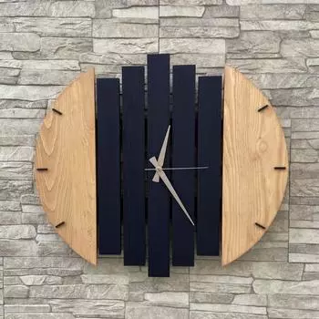 Dizayn Настенные часы из натурального дерева с геометрическим рисунком 40х40 см