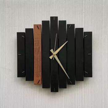 Dizayn Настенные часы из натурального дерева с геометрическим рисунком 40х40 см