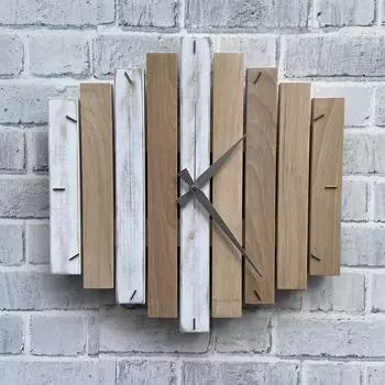 Dizayn Настенные часы из натурального дерева с геометрическим рисунком 40х40 см