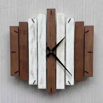Dizayn Настенные часы из натурального дерева с геометрическим рисунком 40х40 см