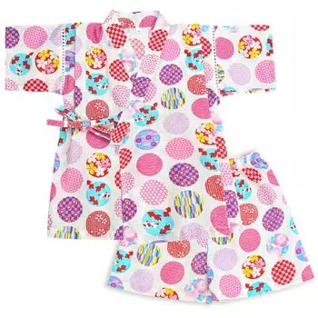 Dizon Jinbei Мальчики Девочки 120 Пижамы Хлопок Льняная Одежда Юката Кимоно Японская Одежда Мягкий Верхний и Нижний Комплект Праздничный День Темно-Синий Рисунок Динозавр Веер