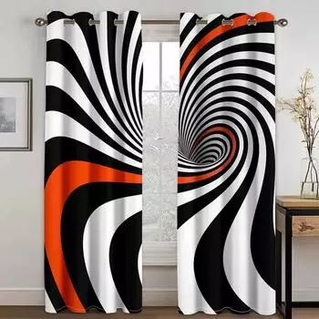 Dizzy Illusion Черно-белая решетка Абстрактные плотные шторы на окна для гостиной, спальни, домашнего декора, шторы с высоким затемнением W55 X H120cm X 2&HOOK