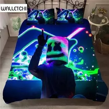 DJ Lovers Marshmello Хип-поп Музыка EDM Мозаика DJ Постельное белье для мальчиков и девочек Твин Queen Size Пододеяльник Наволочка Кровать Дети Взрослые EU Single 135x200cm