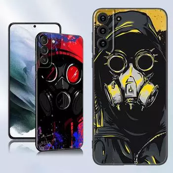 DJ Man противогаз черный силиконовый чехол для телефона Samsung Galaxy S23 S21 S20 FE S24 S22 Ultra S10E S10 S9 S8 Plus Samsung S22