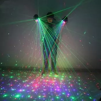 DJ Party Dancing 2 в 1 многолинейные RGB лазерные перчатки с 2 зелеными 1 красным 1 синим для светодиодных светящихся костюмов шоу Left hand