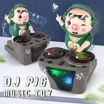 DJ Pig DJ Robot 30 песен музыкальная шкатулка Piggy детские фонари игрушки Rock Pig Waddle Dance электрическая кукла для малышей детский музыкальный подарок cal поли зеленый