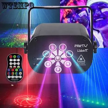 DJ светодиодный лазерный проектор для сцены, свадьба, день рождения, вечеринка, лампа, мини-дискотека, перезаряжаемая от USB, красная, синяя, зеленая лампа 6*9*7.3cm чёрный