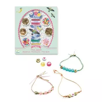 DJECO Alphabet Beads Accessory Kit Набор бусин Стильный набор для девочек, подарочный набор ручной работы (DJ09839) светло-зеленый