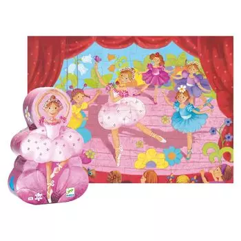 DJECO Балерина с цветком пазл девочка подарок развивающая игрушка пазл 36 деталей Монтессори 4 года Рождество (DJ07227)