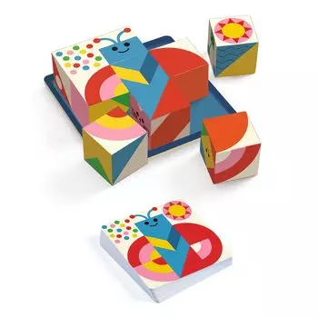 DJECO Cube Logic 9 Tangram образовательная игрушка куб головоломка картинка головоломка на соответствие формы вдохновение 6 лет ученик начальной школы алгоритм