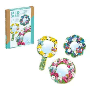 DJECO DIY Mirrors Pretty Flower Handmade Kit Наклейка Handheld Mirror Стильное Милое 5-летнее 6-летнее 7-летнее празднование поступления в школу для девочек