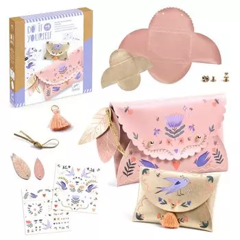 DJECO DIY Sweet Fashionista Craft Kit Мини-кошелек Монетница Кошелек Девочки Кожа Ручная работа Переводная Ручная Работа DJ07976
