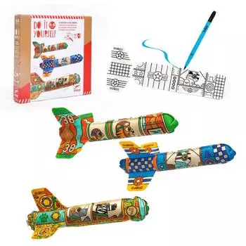 DJECO DIY to the Sky Craft Kit Самолет Воздушный шар Раскраска Бумажный самолет Ракета Развивающая игрушка 4 года 5 лет 6 лет Мальчики 7 лет