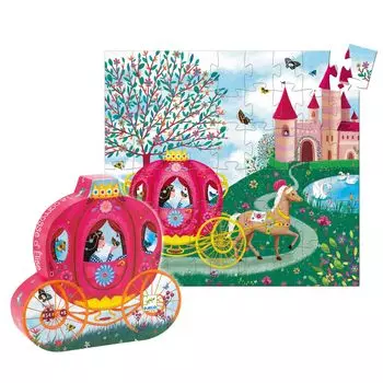 DJECO Djeco Silhouette Puzzle Carriage 36 Piece Jigsaw Puzzle Montessori Le carosse Djeco 4 Years Old 5 Years Old Girls Elementary School Present Gift