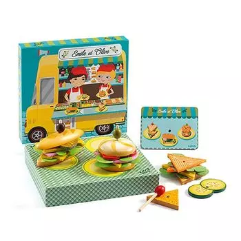 DJECO Emil Olive Kitchen Toy Lunch Box Play Set Shop Shop 4 Year Old Girl Gift & (DJ06620)