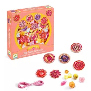 DJECO Fancy Beads Flower Bead Accessory Kit Набор бусин, простой ручной браслет, ожерелье, аксессуар, струна, стильная развивающая игрушка, игрушка для детей, девочек