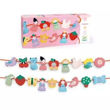 DJECO Jeco Beads Filla Girly String Loop Princess развивающая игрушка для девочек 2 года игрушка из дерева милый подарок для девочки (DJ06168)