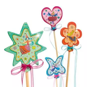 DJECO Jeco DIY Magic Wand Little Fairies Craft Kit Girls Stick Magic Wand Handmade Stickers Transfer Ribbon Crafts Home для учеников начальной школы