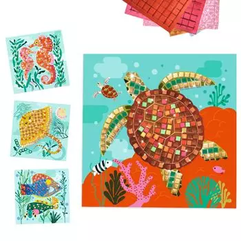 DJECO Jeco Mosaic Caribbean Mosaic Art Sticker Kit Glitter Craft Craft Kit Paper Fingertip Educational Toy 4 Years Old 5 Years Old 6 Years Boy