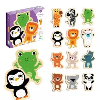 DJECO Jeko Kuku Jungle Магнитная игрушка Животное Развивающая игрушка Головоломка для детей 2 лет (DJ03118)
