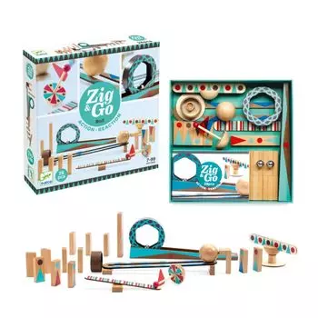 DJECO Jig and Go 28 предметов Domino Toppling Domino обучающая игрушка деревянный подарок на день рождения Монтессори 7-летний ребенок Рождество (DJ05640) бежевый
