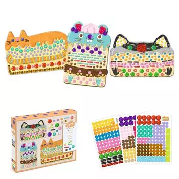 DJECO Mosaic Cake Sweets Craft Kit для начальной школы Mosaic Art Paper Sparkling Educational 5 Years Cute & Students, Toddlers, Stickers, Crafts,