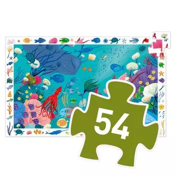 DJECO Observation Puzzle Aquatic 54PCS Jigsaw Puzzle Picture Search 54 Pieces Puzzle для детей Fish Sea Creatures Hidden Object Hidden Picture