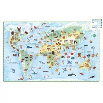 DJECO Observation Puzzle World Animal 100PCS Jigsaw Puzzle 100 Piece World Map Animals для детей Поисковая иллюстрированная книга Монтессори 5 лет