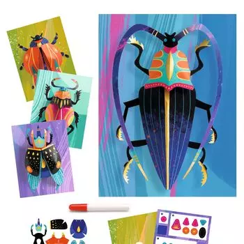 DJECO Paper Creation Pepper Bug Paper Craft Insect Обучающая игрушка Набор для творчества Насекомое Жук Летние каникулы 3D 3D Paper Craft Craft Существо 6 лет