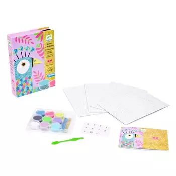 DJECO Песок Блеск Ослепительные Птицы Песочное Искусство Песочная Живопись Стекло Деко Рисование Образовательный Начальная Школа Стильный и Набор, Набор, Набор, Блеск, Игрушка,