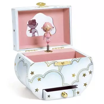 DJECO Teeny Song Jewelry Box Girls Music Box Accessories Case Doll Doll Doll House Educational Toy Kids Present Cute Style Montessori 4 Years Old