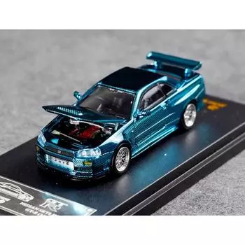 ДК 1:64 Blue Carbon Skyline GTR R34 Racing Sport Model Diecast Metal Car New Collection