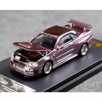 ДК 1:64 Розовый карбон Skyline GTR R34 гоночная спортивная модель литой металлической машины новая коллекция
