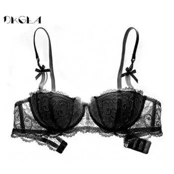 DKGEA Бюстгальтер с половиной чашки, белое женское тонкое сексуальное нижнее белье, кружево 70A чёрный